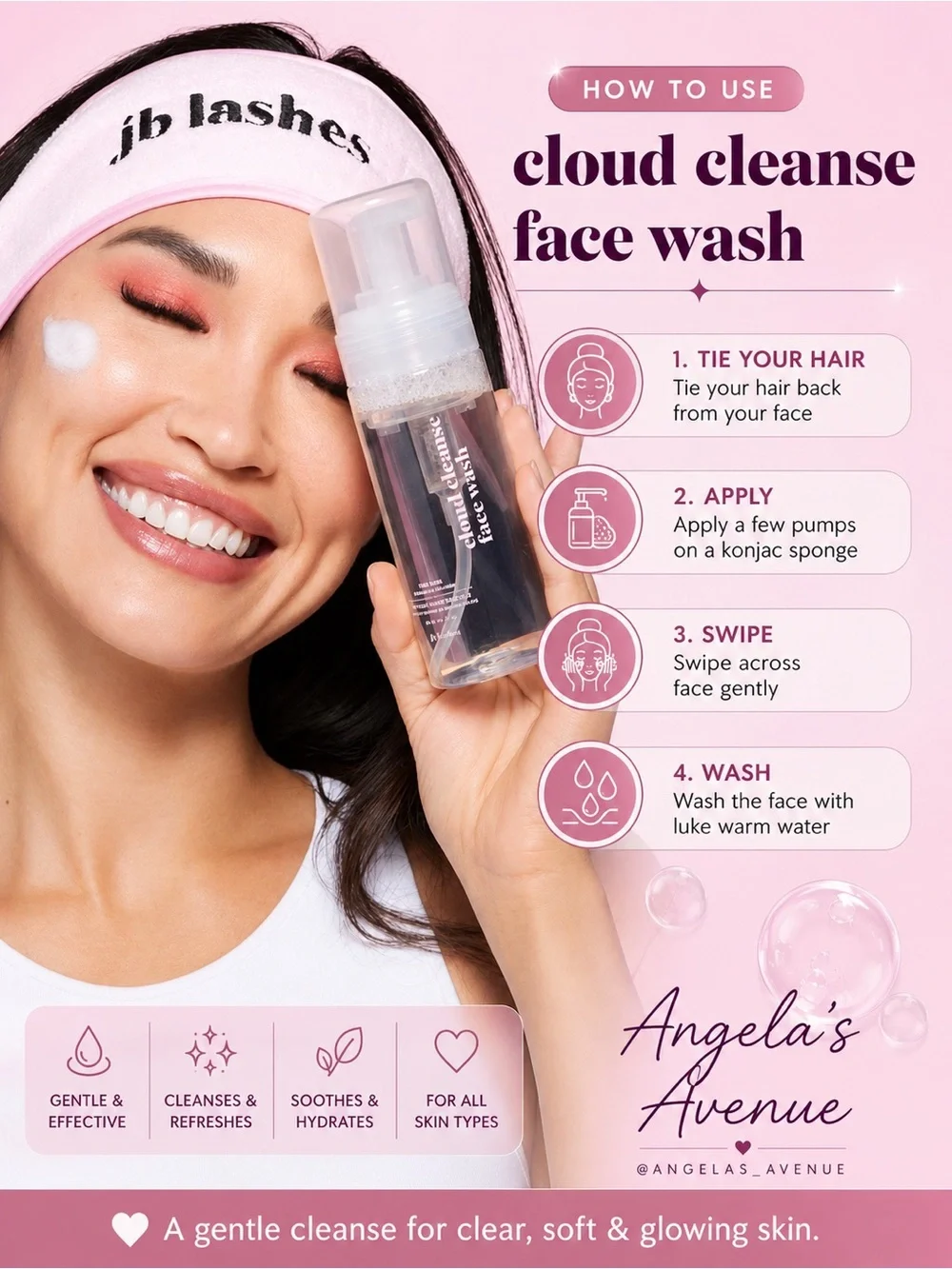 CLOUD CLEANSE FACE WASH / CLEANSER in Clear Bottle NEW